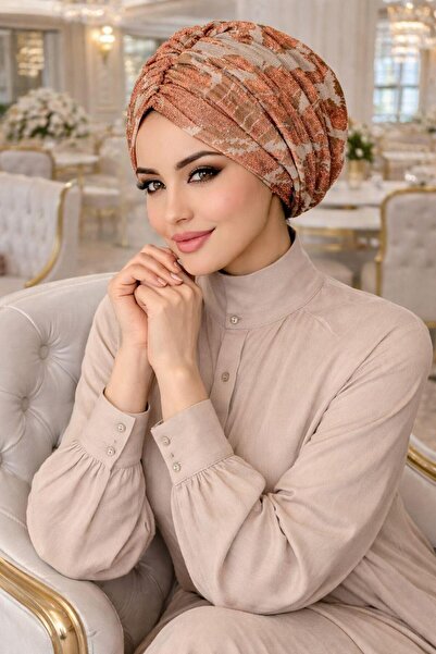 Aişe tesettür Kemik Bakır Işıltılı Büzgülü Bone