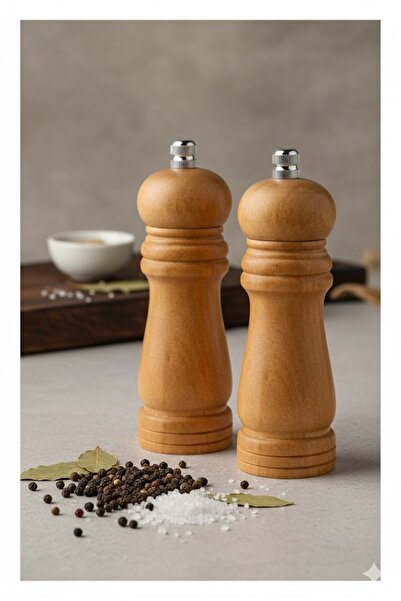 UNDHOME مطحنة توابل خشبية كاملة من الخيزران لطحن الملح والفلفل، حجم متوسط، قط...