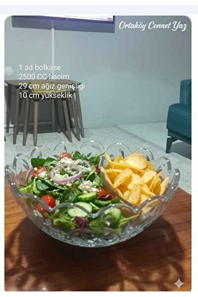 ORTAKÖY CENNETİ 1 Large Glass Bowl, Salad Bowl, Compote Bowl, 2500 Cc Volume,...