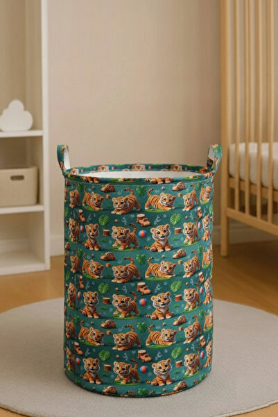 Paris Home سلة ألعاب بنمط النمر - سلة غسيل، سلة تخزين قابلة للطي لتنظيم غرفة ...