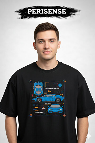 PERISENSE Tricou oversize unisex din bumbac pieptănat premium, cu imprimeu BL...