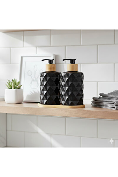 casa rosa 3-piece bath accessories set with wooden stand