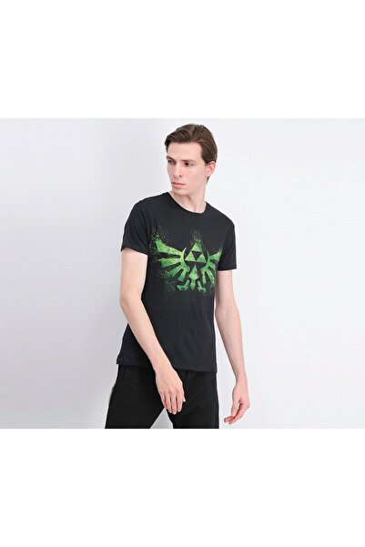 DIFUZED Men Green Triforce Logo T-shirts, Black and Green