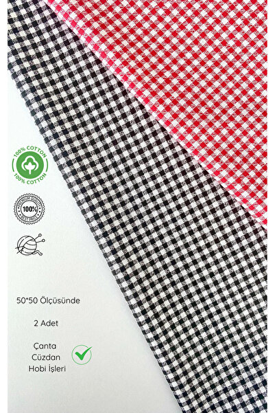 seyranat Çanta, Cüzdan, Hobi İşleri İçin 2 Adet 50 cm Kırmızı Siyah Pötikare ...