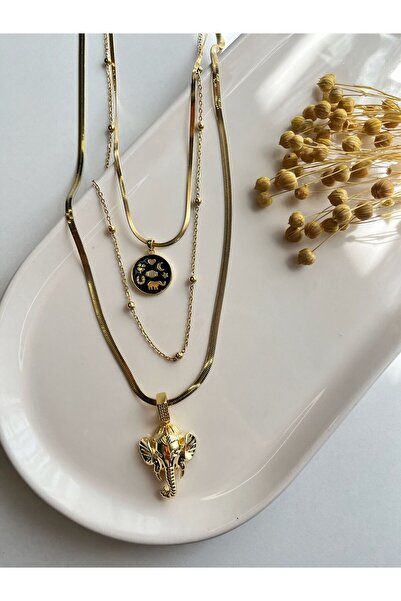 hand shey Çelik Kolye | 316L Paslanmaz Çelik | Gold Renk | 3'lü Set | Suya Da...