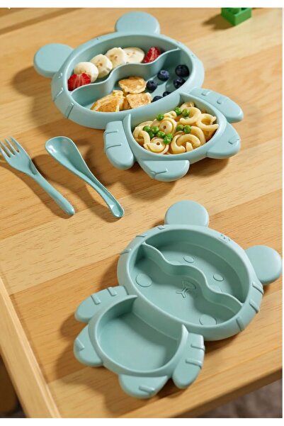 B Beşiroğlu Since 1980 Mama Tabağı Seti 3 Bölmeli Ayıcık Şekilli Eğlenceli Be...