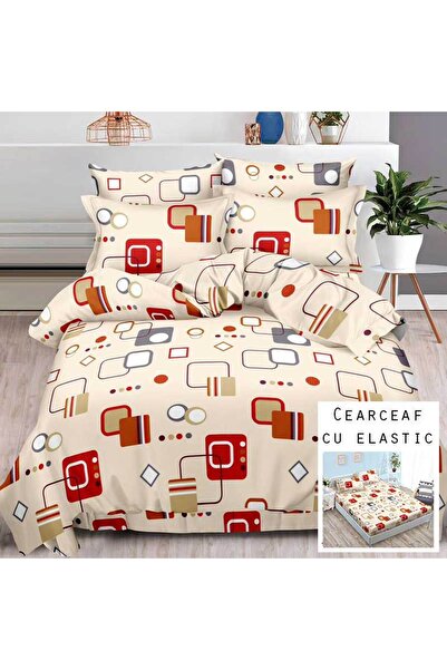 Patul Bed Linen 6 Pieces, Fine Cotton, Sulphur, Double Bed, 2 Persons, Fitted...