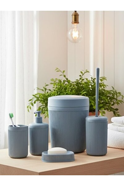 VESTA Concept 5-Piece Decorative Bathroom Set - Trash Can, Toilet Brush Holde...