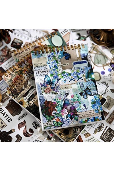 SF SCRAPBOOK KIRTASİYE 50 Sayfa Scrapbook Vintage Sticker Kitabı, Scrapbookin...
