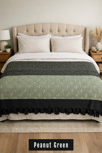 Zico'sPestemal's Siyah Çözgü Yatak Örtüsü ve Koltuk Örtüsü- Çift Kişilik 200 ...