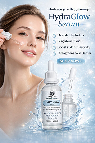 Tuliplife سيروم للوجه هيدرا جلو بحمض الهيالورونيك 2٪، نياسيناميد، وسيراميد 30 مل