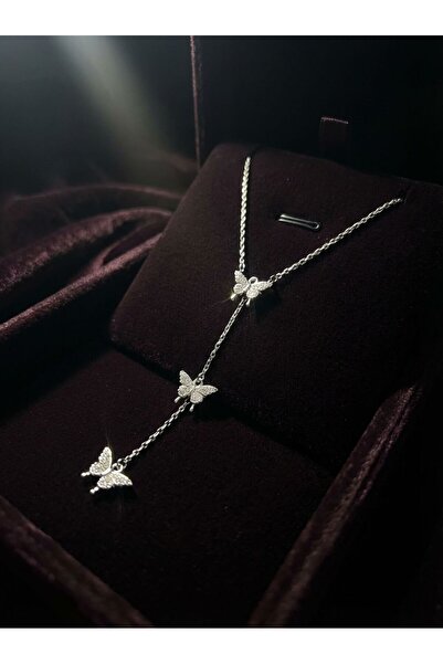 Arı Hediyecilik Kelebek Model Zarif Taşlı Kadın Kolye