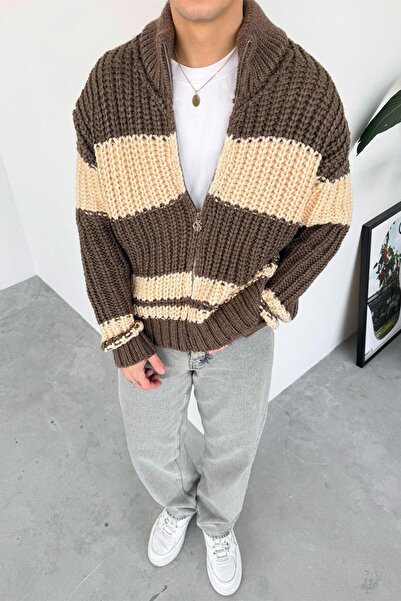 HAFKAGİYİM Brown Braided Retro Knitwear Cardigan