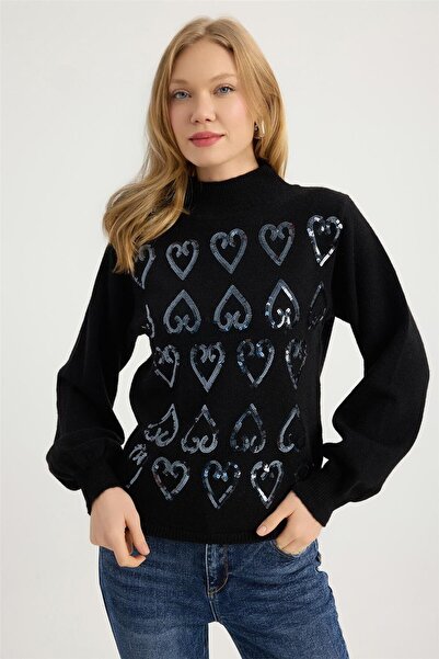 HomeStore Πλεκτά με ψηλό γιακά και παγιέτες