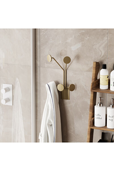 MOİRA Altın Gold,Dekoratif Metal Duvar Askısı Modern Tasarım Antre Banyo Hol ...