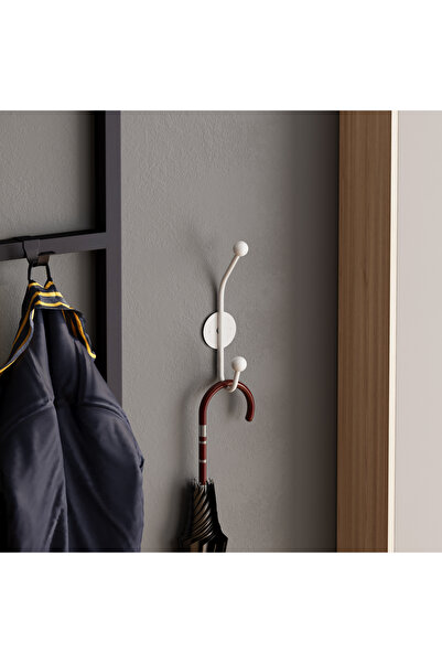 MOİRA Dekoratif Mat Beyaz Metal Duvar Askısı Modern Tasarım Antre Banyo Hol P...