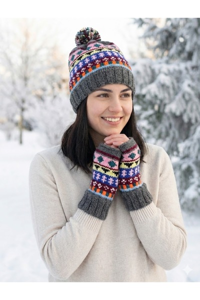 MESKSTORE El Örgüsü Bere&Eldiven Set Yumuşak Sıcak Tutar.