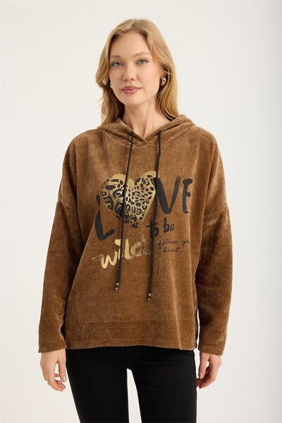 HomeStore Kadife Yaldızlı Sweat