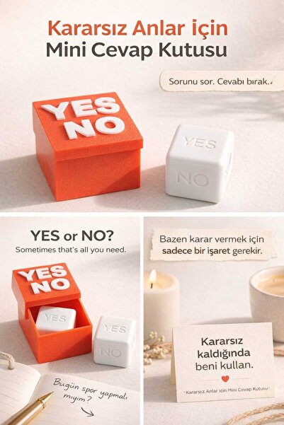 MD Design Kararsız Anlar İçin Mini Soru - Cevap Kutusu – YES / NO Zar (EVET /...
