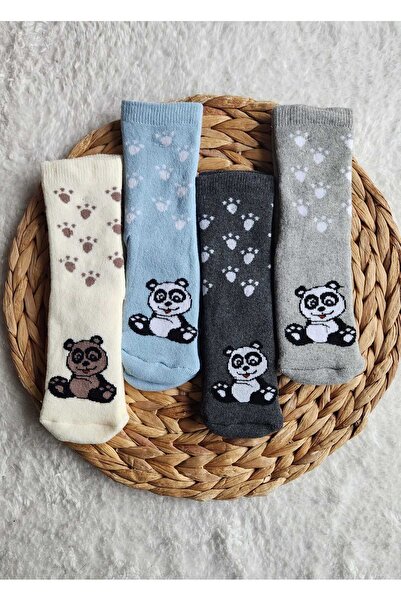 EFİLACCESSORİES 4 LÜ KAYDIRMAZ TABANLI HAVLU KIŞLIK 7-8 YAŞ ÇOCUK ÇORAP