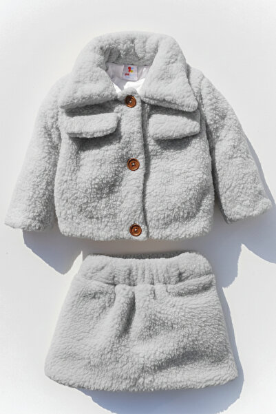 bshood X İpek Atlas Baby Girl Winter Set with Plush Skirt