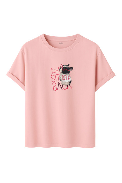 DK DAKSEL تي شيرت للجنسين من Just Sit Back Relax Bulldog مطبوع مصنوع من القطن...