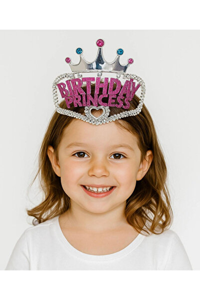 lowell home Silver Color Pink Birthday Princess Written Children's Party Crow...