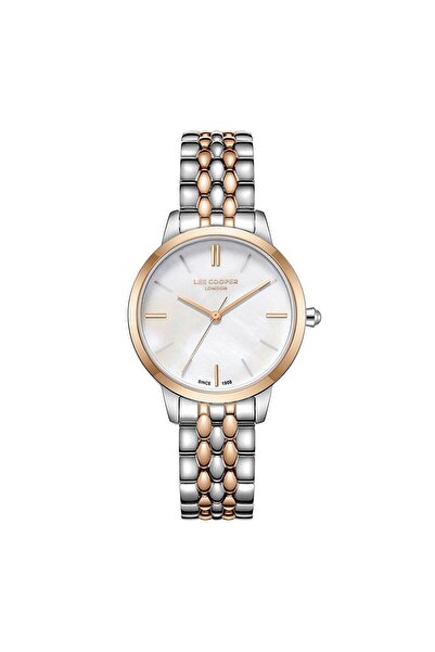 Lee Cooper 33 mm Gümüş & Pembe Altın Kadran Kadın Kol Saati – 3 ATM