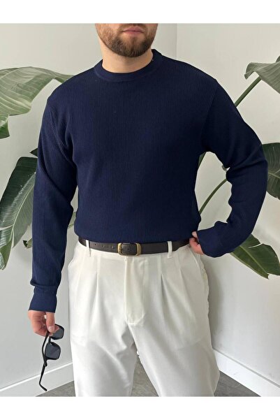 Q45collection Thin Ribbed Basic Zero Collar Men's Sweater