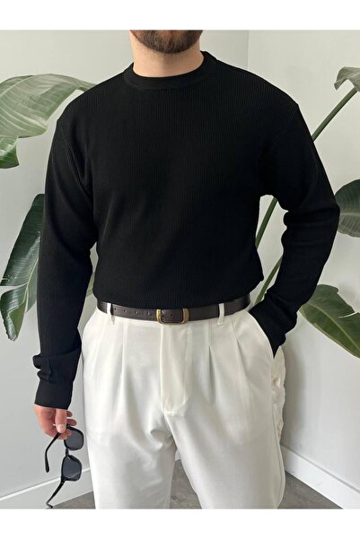 Q45collection Basic Ribbed Thin Knitwear Men's Sweater