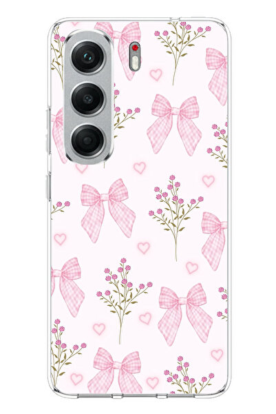 TechTree Tecno Camon 40 Compatible Pink Flowers and Bows Printed Silicone Case