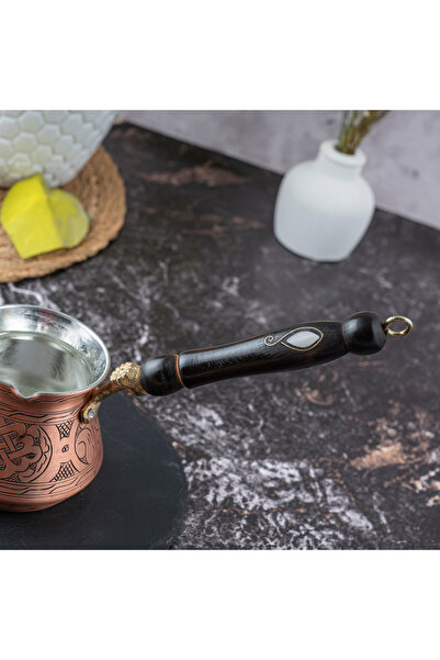 DMT COPPER HOME 2-Person Handmade Thick Copper Coffee Pot – Gaziantep Production, Traditional Turkish Coffee Pot