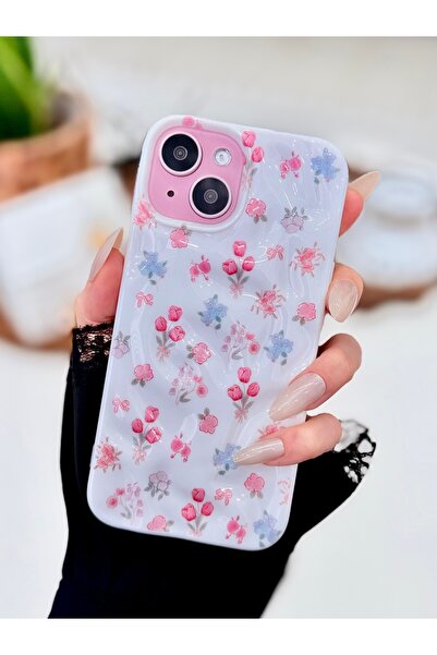 Go Aksesuar iPhone 13 - 14 and 15 Compatible 3D Embossed Tulip Pattern Shiny ...