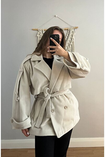 NEŞEM STİLL Kadın Angora Kaşe Oversize Kaban