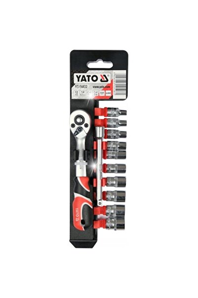 yato Set chei tubulare, 1/4", 12 piese, 4-13 mm, material CrV, clichet 72 dinți