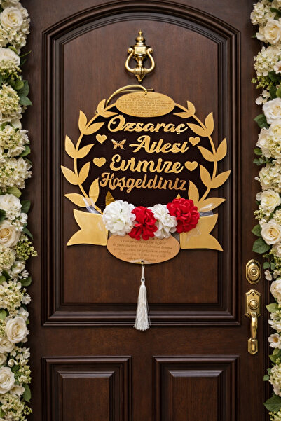 yucisaatleri Kapı süsü kişiye özel Ayetel Kürsi ve Nazar dualı 30 cm dir no 44