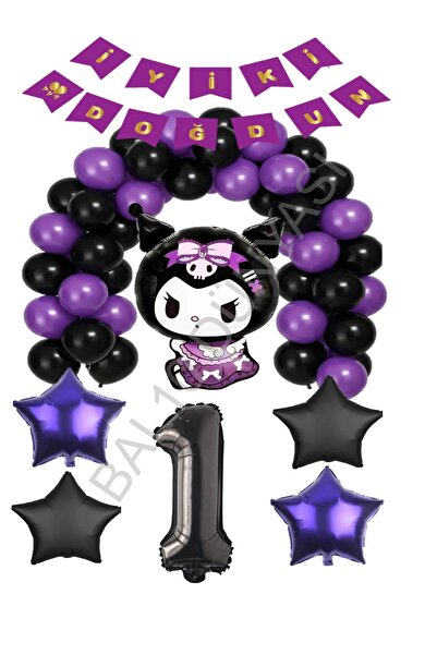 BAL10 DÜNYASI Bal10 Kuromi Happy Birthday Written Number Star Foil and Latex ...