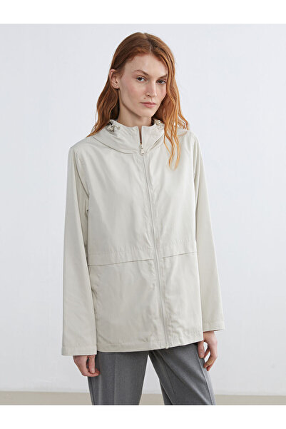 LC Waikiki Lcwaikiki Classic Beige Hooded Women's Raincoat
