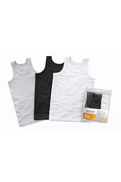 QULAT Men's Corded Fabric Undershirts 3-Piece Economical Pack – Ribbed Cotton