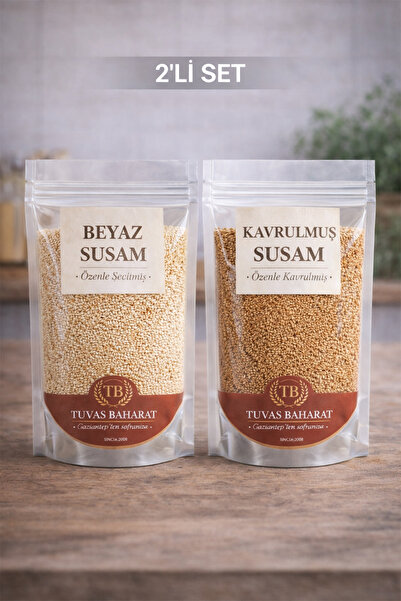 TUVAS BAHARAT Beyaz Susam - Kavrulmuş Susam 2'li Set (100grx2) Doğal, Gelenek...