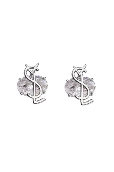 neslyaccessories Zircon Stone Logo Earrings