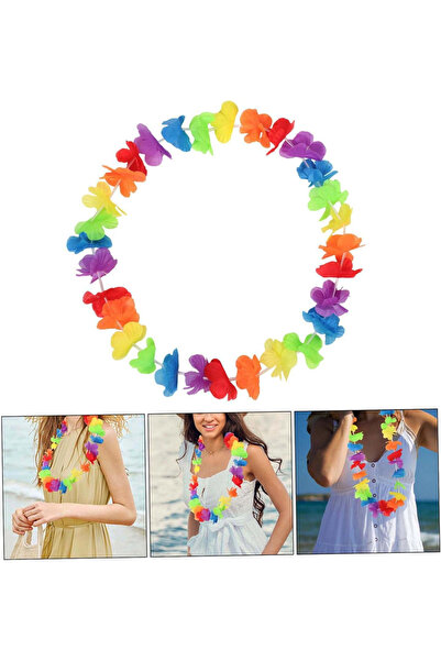lowell home Hawaiian Floral Neck Necklace - Colorful Tropical Party Leisi