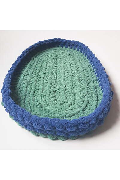 Blanosic Culcus pisica pentru pervaz / mobila, Blanosic, Lucrat manual, Verde-Albastru, 60 x 35 cm