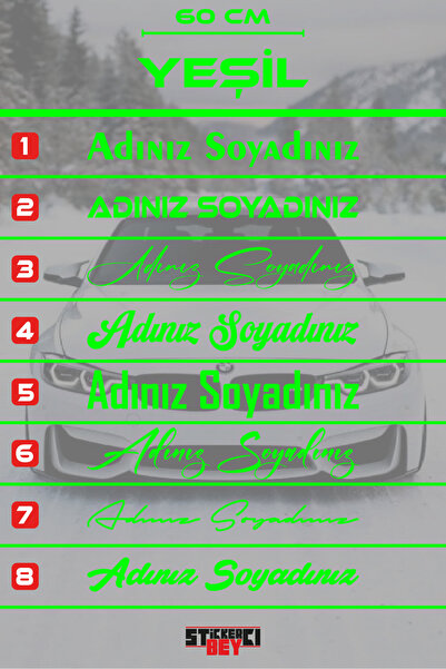 STİCKERCI BEY 60 CM AD SOYAD ARAÇ STİCKER -İSİM SOY İSİM ARABA YAZISI - MOTOR...