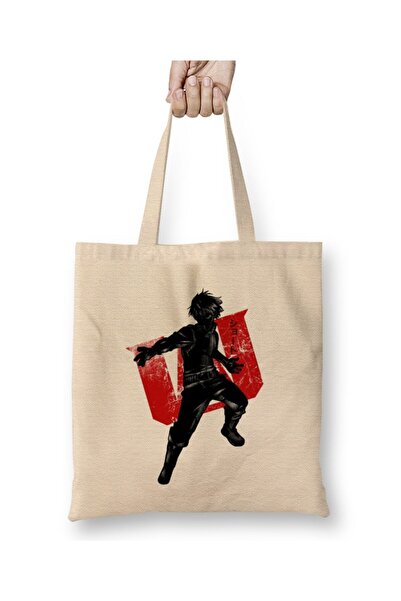 Toyaso Todoroki Red Hero Academia White Cloth Bag Long Handle Shopping Bag Be...