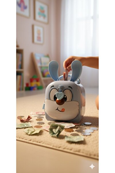 Lexi Bella حصالة معدنية قابلة للقفل على شكل أرنب لطيف للأطفال، حصالة هدايا مز...