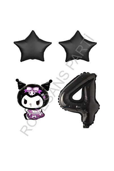 RÖNESANS PARTİ Renaissance Kuromi Number Star Foil Balloon Set Age-4