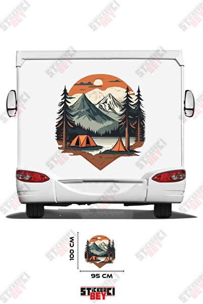 STİCKERCI BEY Camping by Mountain and Lake Visual Caravan Sticker Decoration