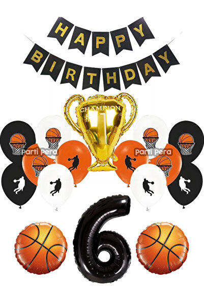 parti pera Basketbol Temalı Doğum Günü Balon Seti Basketbol Baskılı Balon Rak...