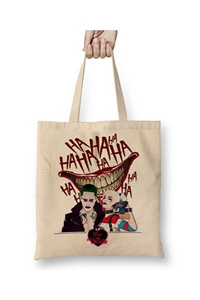 Toyaso Joker Ha Ha Ha White Cloth Bag Long Handle Shopping Bag Beach Bag